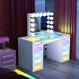 Priscilla Vanity Set with Hollywood Vanity Mirror Pro with Jewelry Cabinet