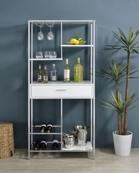 Figueroa - 5-Shelf Wine Storage Bar Cabinet - White High Gloss