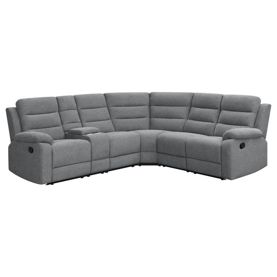 David - 3 Piece Upholstered Motion Sectional With Pillow Arms - Smoke