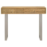 Draco - 2-Drawer Console Table Hand Carved Details - Natural