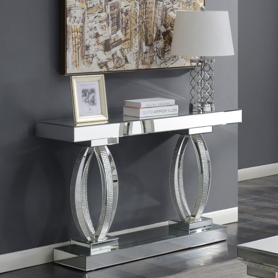 Amalia - Mirrored Acrylic Entryway Sofa Console Table - Silver