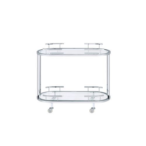 Piffo - Serving Cart - Clear Glass & Chrome Finish