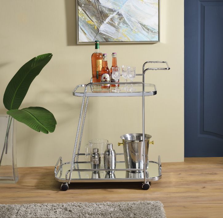 Aegis - Serving Cart - Clear Glass & Chrome Finish