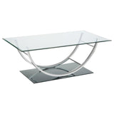 Danville - Rectangular U-Shaped Glass Top Coffee Table - Chrome