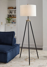 Cashner - Metal Floor Lamp - Black / Gold Finish