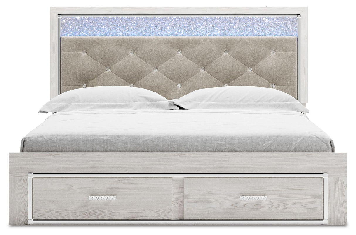 Altyra - King Upholstered Storage Bed - White