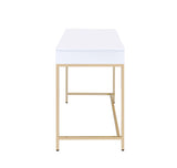 Ottey - Vanity Desk - White High Gloss & Gold Finish