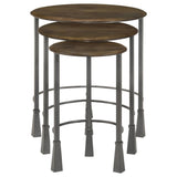 Deja - 3 Piece Round Nesting Table Set - Natural And Gunmetal