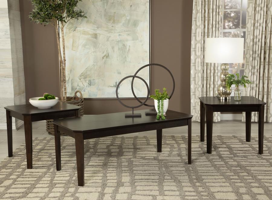 Amaro - 3 Piece Coffee And End Table Set - Dark Brown