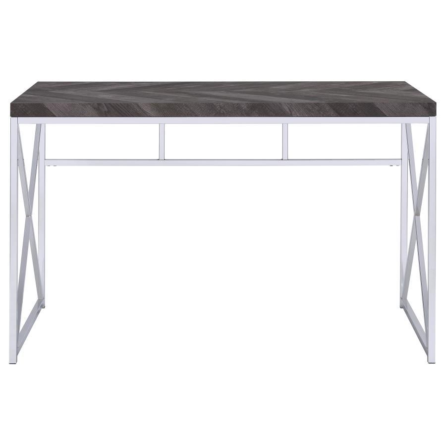 Grimma - Writing Office Desk - Rustic Gray And Chrome