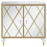 Astilbe - 2-Door Mirrored Accent Cabinet - Silver And Champagne