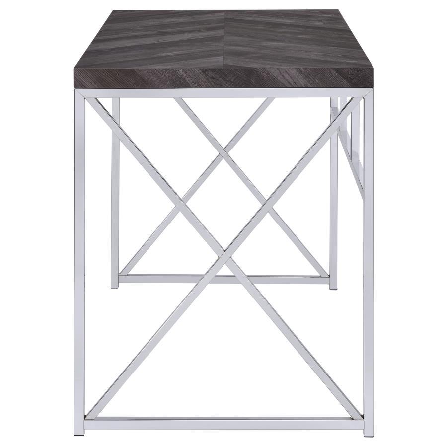 Grimma - Writing Office Desk - Rustic Gray And Chrome