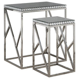 Betsy - 2-Piece Mirrored Stainless Steel Nesting Tables - Silver