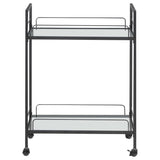 Curltis - 2-Tier Rectangular Glass Shelf Metal Bar Cart - Black