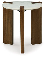 Isanti - White / Brown - Round End Table