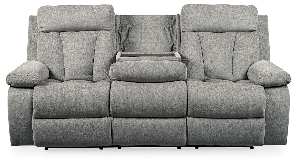 Mitchiner - Fog - REC Sofa w/Drop Down Table