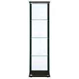 Cyclamen - 4-Shelf Clear Glass Curio Display Cabinet - Black