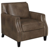 Leaton - Upholstered Recessed Arm Accent Chair - Brown Sugar