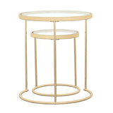 Maylin - 2 Piece Round Glass Top Nesting Table Set - Gold