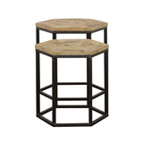 Adger - 2 Piece Hexagonal Nesting Tables - Natural And Black