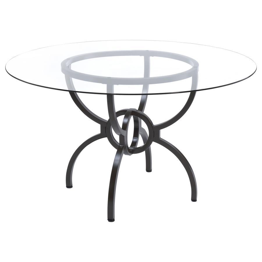 Aviano - 5 Piece Round Glass Top Dining Table Set - Gummetal