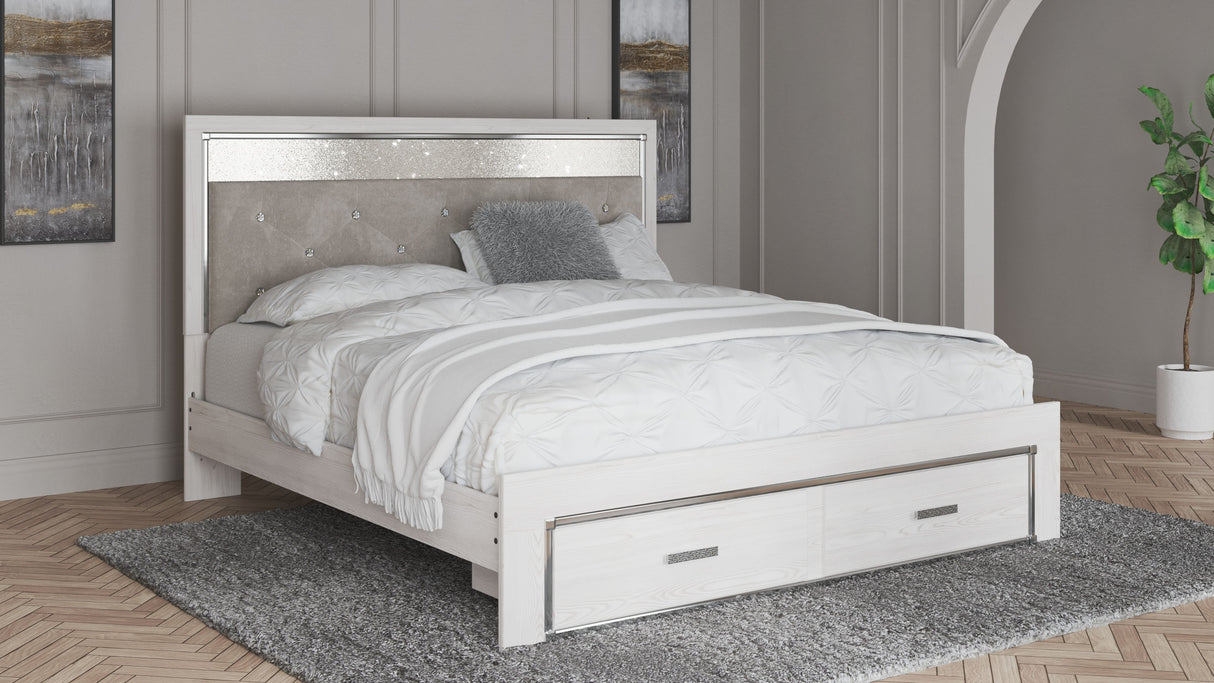 Altyra - King Upholstered Storage Bed - White