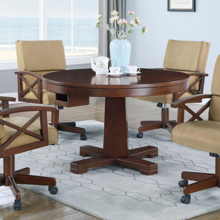 Marietta - Round Wooden Game Table - Tobacco