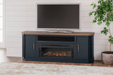 Landocken - 83" TV Stand With Electric Fireplace - Two-tone