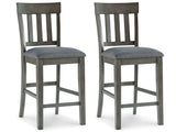 Hallanden - Black / Gray - Upholstered Barstool (Set of 2)