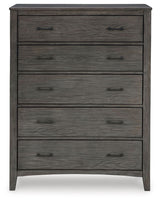 Montillan - Five Drawer Chest - Grayish Brown