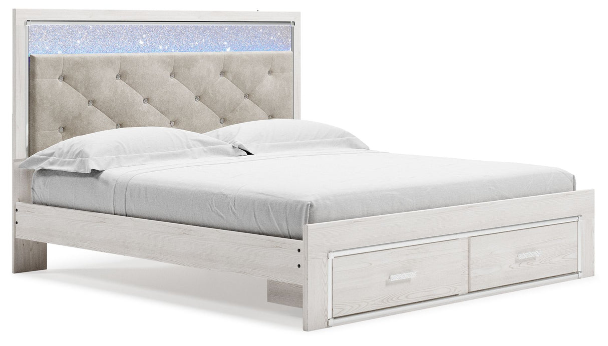 Altyra - King Upholstered Storage Bed - White