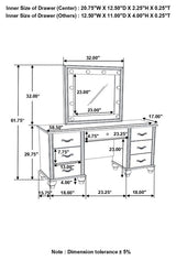 Barzini - 7-Drawer Vanity Set With Lighting - White