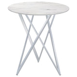 Bexter - Round Faux Marble Bistro Bar Table - Chrome