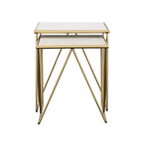 Bette - 2 Piece Marble Top Nesting Table Set - White And Gold