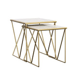 Bette - 2 Piece Marble Top Nesting Table Set - White And Gold