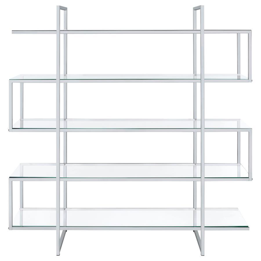 Elmer - 5-Shelf Bookshelf - Clear And Chrome