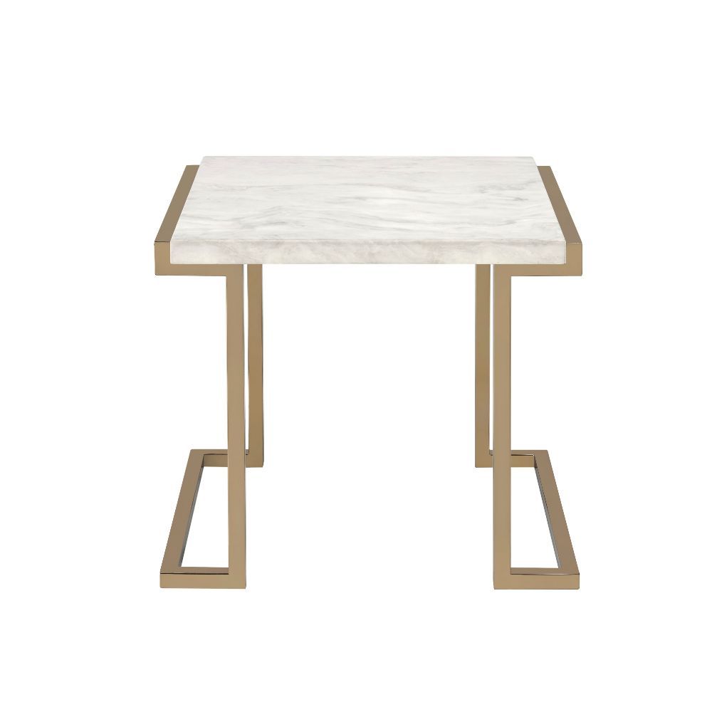 Boice II - End Table - Faux Marble & Champagne